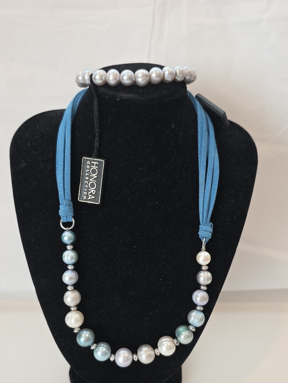 Honora Pearl Necklace And Bracelet English Blues And Bracelet In Light Grey NWT